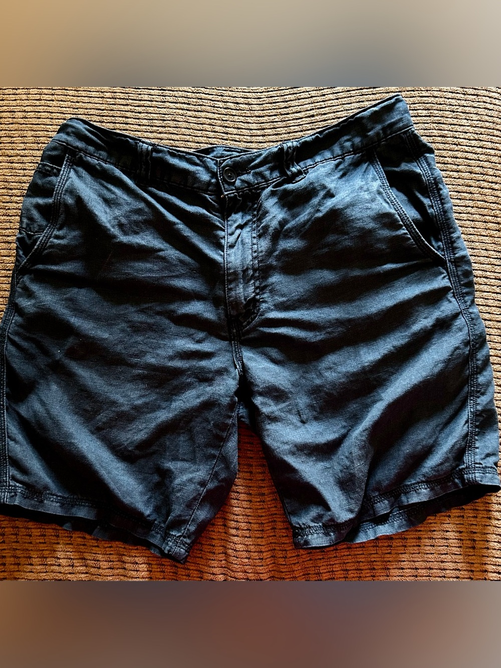 John Varvatos Shorts Navy 100% Linen Preppy Luxury Summer Beach Gauzy Light